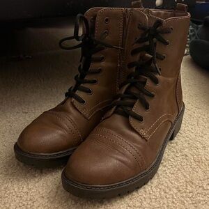 Brown Lace-Up Combat Boots